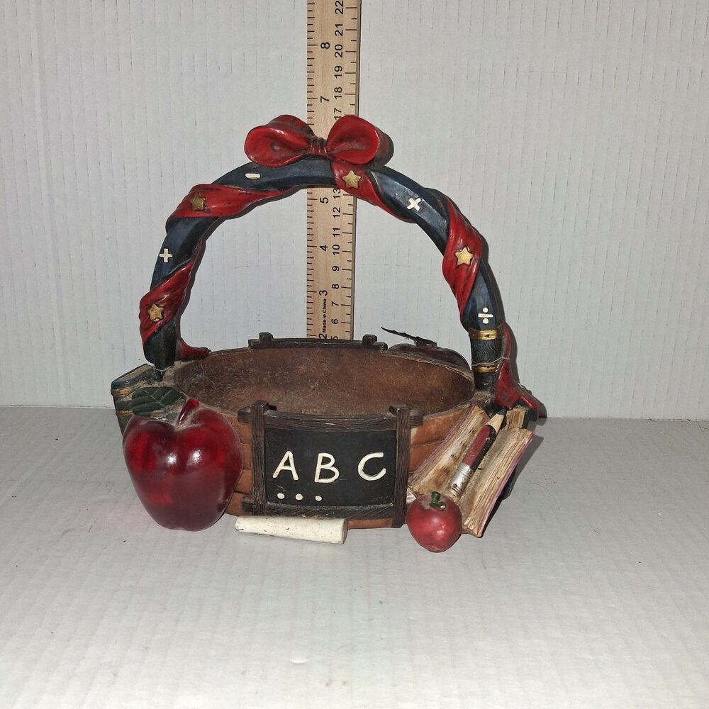 Teacher Basket Clay cute classroom decor gift 7" Apples Gift